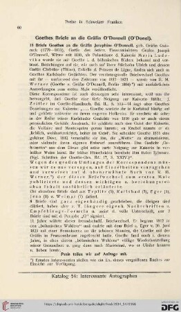 Goethes Briefe an die Gräfin O'Donnell (O'Donel)