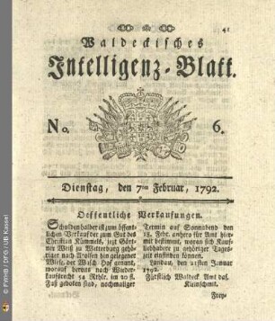 No. 6. Dienstag, den 7ten Februar, 1792