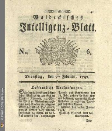 No. 6. Dienstag, den 7ten Februar, 1792