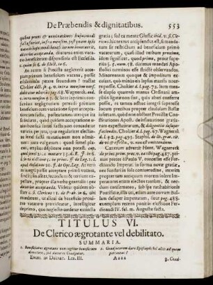 Titulus VI. De Clerico ægrotante vel debilitato. - Titulus XVII. De Emptione & Venditione.