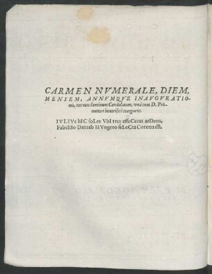 Carmen Numerale ...