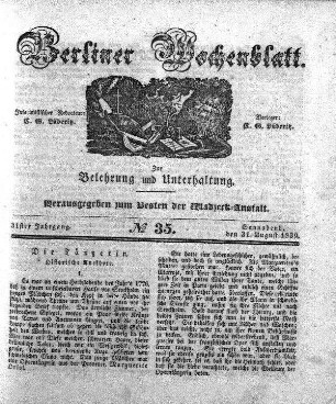 No. 35, Sonnabend, den 31. August 1839.