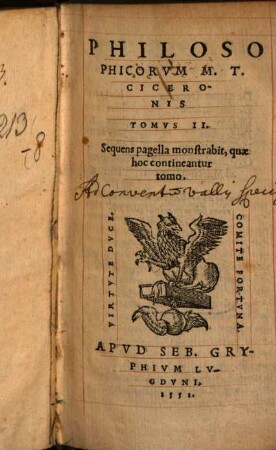 Marci Tvllii Ciceronis De Philosophia Tomvs ..., 2