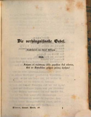 Gesammelte Werke des Grafen August von Platen : in fünf Bänden. 4