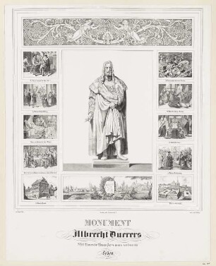 Monument Albrecht Dürers mit Darstellungen aus seinem Leben