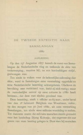 De tweede expeditie naar Samalangan. 1880