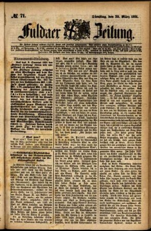 Ausgabe vom Dienstag, den 29. März 1881.