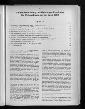 Zur Neuberechnung des Hamburger Preisindex für Wohngebäude auf der Basis 1962
