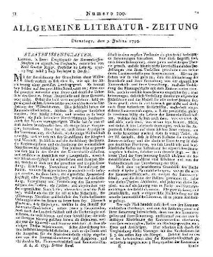 Rössig, Carl Gottlob: Encyklopädie der Cameralwissenschaften / Karl Gottlob Rössig. - Leipzig : Beer, 1792