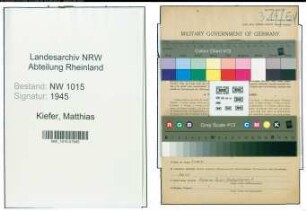 Entnazifizierung Matthias Kiefer , geb. 03.11.1894 (Volksschullehrer)