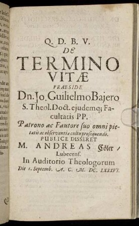 De Termino Vitae.