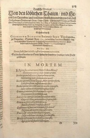 Teutsche Oration Von den löblichen Thaten, vnd Heroischen Tugenden, auch von dem Christlichen vnd seligen Ende deß ... Fürsten vnd Grauen zu Manßfeldt ...
