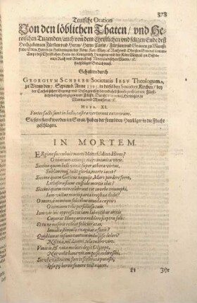 Teutsche Oration Von den löblichen Thaten, vnd Heroischen Tugenden, auch von dem Christlichen vnd seligen Ende deß ... Fürsten vnd Grauen zu Manßfeldt ...