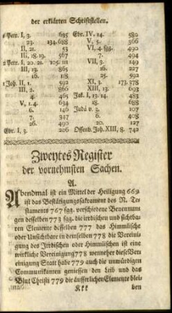 Zweytes Register der vornehmsten Sachen