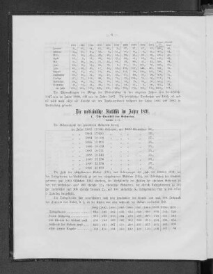 Die medicinische Statistik im Jahre 1891.