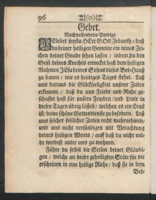 Gebet. nach vollendeter Predigt