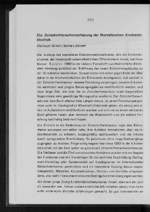 Die Zeitschriftenaufsatzerfassung der Nordelbischen Kirchenbibliothek