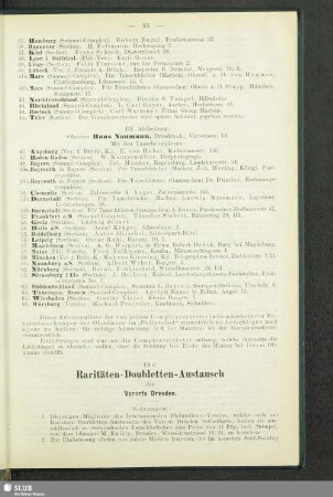 IXd. Raritäten-Doubletten-Ausstausch des Vororts Dresden