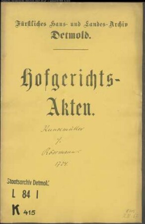 Kunsemüller, Franz Wilhelm gegen Michael Rößmann - Näherrecht