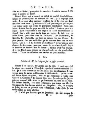 § XI. Relation de Mr. de Guignes sur le Jesso examinée