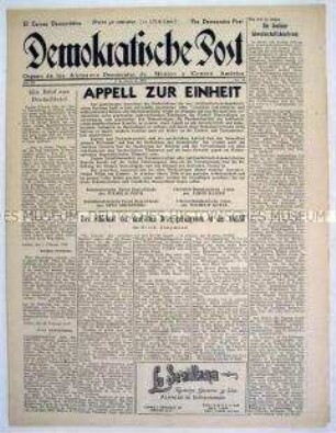 Wochenzeitung deutscher Emigranten in Mexico "Demokratische Post" u.a. über deutsche Kriegsgefangene in der UdSSR