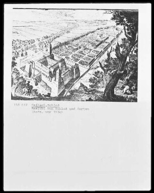 Gaibach, Schloss, Ansicht von Schloss und Garten