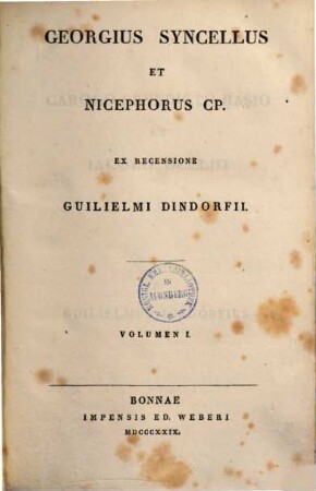 Georgius Syncellus et Nicephorus CP., 1