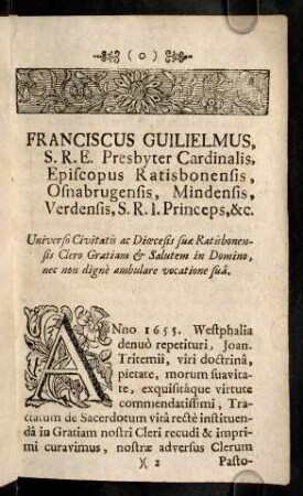 2r-6v, Franciscus Guilielmus, S. R. E. Presbyter ...