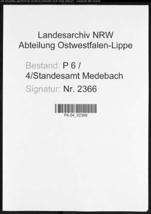 Namensverzeichnis Medebach, Todesfälle