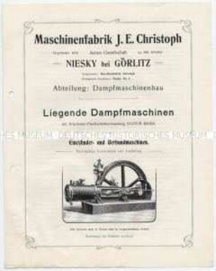 Liegende Dampfmaschinen mit Präzisions-Flachschiebersteuerung System Rider.