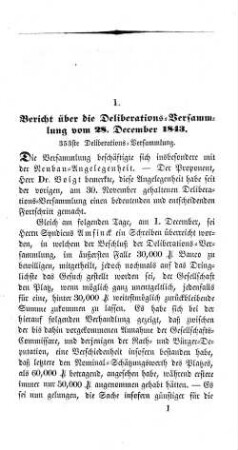 1. Bericht über die Deliberations-Versammlung vom 28. December 1843. : 353ste Deliberations-Versammlung.