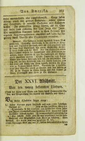 Der XXVI. Abschnitt. Von den wenig bekannten Laendern