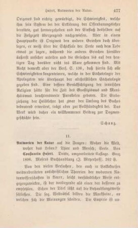 477-478 [Rezension] Hasert, Konstantin, Antworten der Natur auf die Fragen: Woher die Welt, woher das Leben?