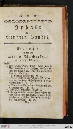 Inhalt des neunten Bandes
