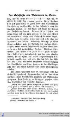Zur Geschichte des Weinbaues in Baden.