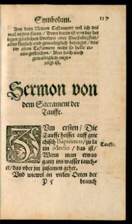 Sermon von dem Sacrament der Tauffe.