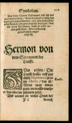 Sermon von dem Sacrament der Tauffe.