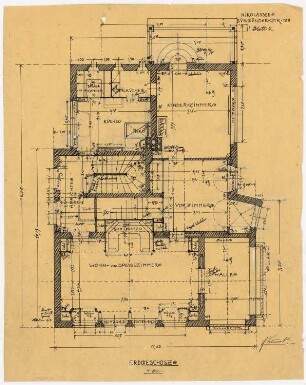 Einfamilienwohnhaus, Berlin-Nikolassee: Grundriss Erdgeschoss 1:50
