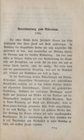 Vorerinnerung zum Athenäum. 1798