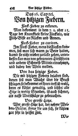 Das 26. Capitel. Von hitzigen Fiebern.