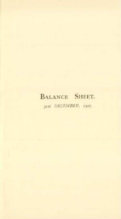 Balance sheet. 31st December, 1927