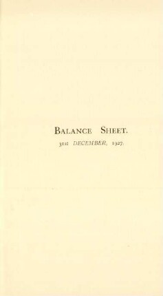 Balance sheet. 31st December, 1927