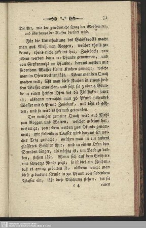 Die Art, wie der gewöhnliche Quaz der Moskowiter, und überhaupt der Russen bereitet wird