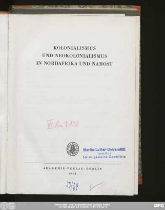 Kolonialismus und Neokolonialismus in Nordafrika und Nahost