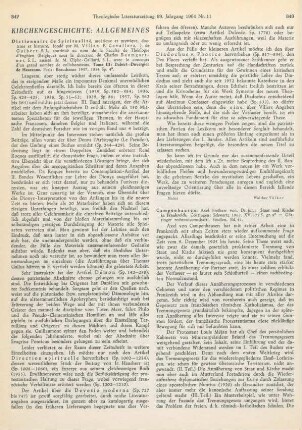 848-849 [Rezension] Campenhausen, Axel von, Staat und Kirche in Frankreich