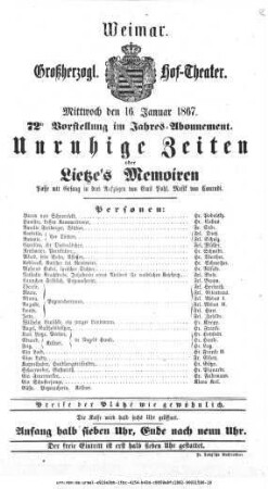 Unruhige Zeiten oder Lietze's Memoiren