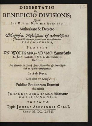 Dissertatio De Beneficio Divisionis