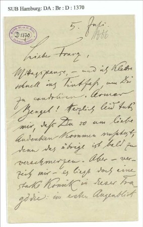 Brief an Franz Oppenheimer