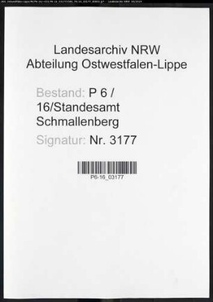 Sterberegister Standesamt Schmallenberg