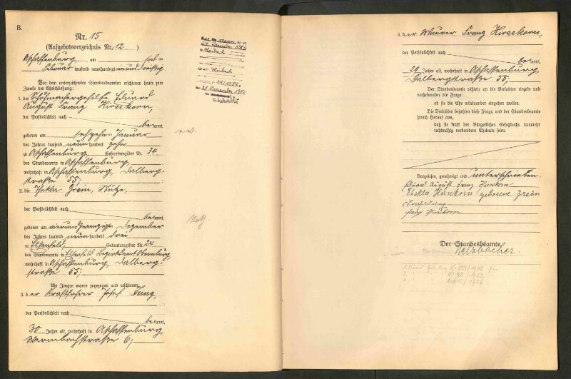 Standesamtsbuch der Stadt Aschaffenburg: Eheschließungen 252/1930 - 130/1931
